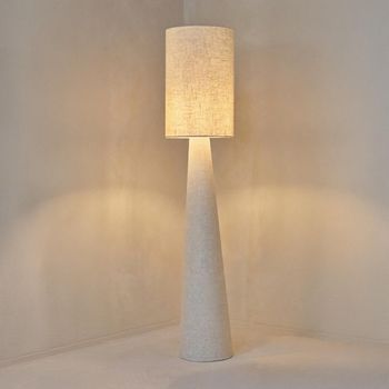 Cloth Beige Conical Base Floor Lamp