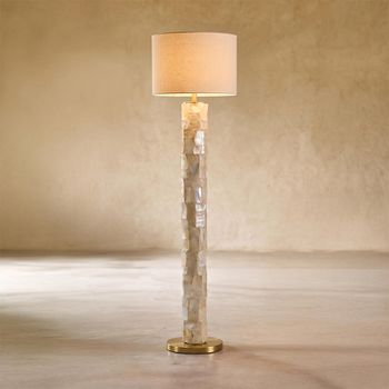Pearl Effect Off White and Light Beige Shell Floor Lamp