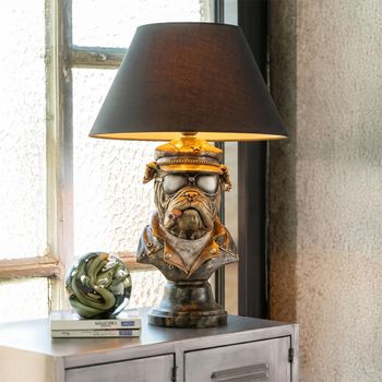 Bulldog Antique Brown Polyresin Table Lamp