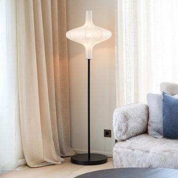 Natural and Black Paper Floor Lamp