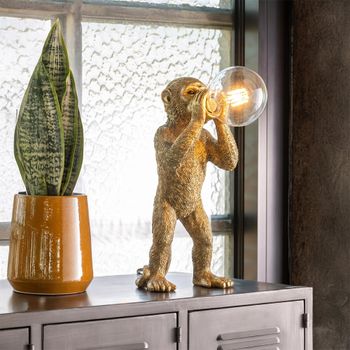 Monkey Gold Polyresin Table Lamp