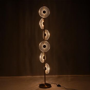 LED Flower Gold Plastic and Metal Floor Lamp