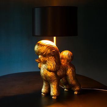 Poodle Gold Polyresin Table Lamp