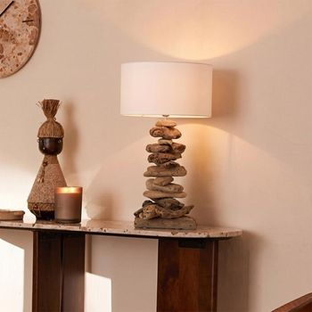 Natural and White Driftwood Table Lamp