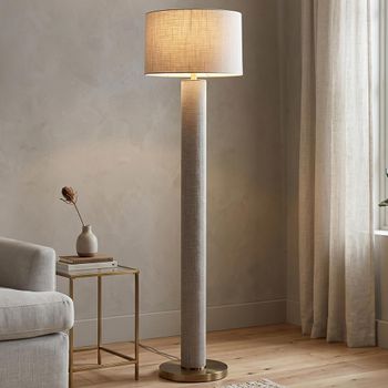 Joline Beige Linen Fabric Floor Lamp