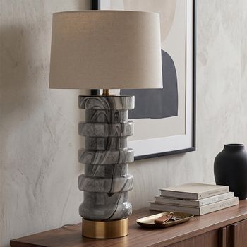 Jaylee Black and White Glass Table Lamp