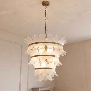 Ameline Antique Brass Glass and Metal Chandelier