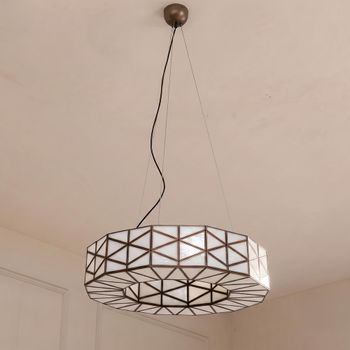 Solaria Copper Glass and Metal Round Chandelier