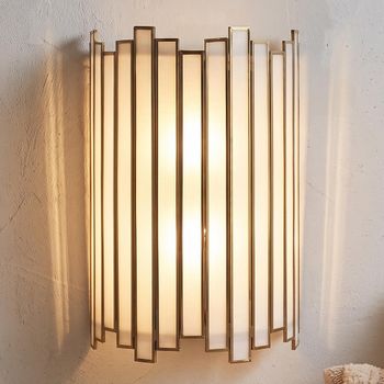 Lima Antique Brass Glass and Metal Wall Lamp