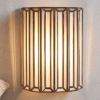 Lumine Antique Brass Glass and Metal Wall Lamp