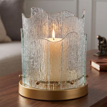 Danila Gold Glass and Metal Small Hurricane Light