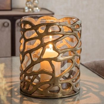 Mase Hurricane Light Antique Brass Glass and Metal