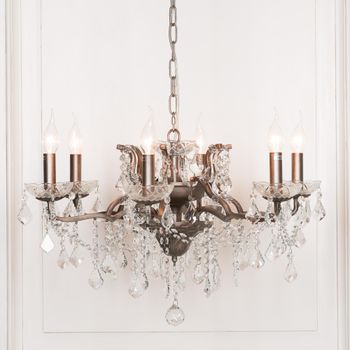 Gorgeous Shallow Cut Glass Chandelier 6 Branch Antique Silver