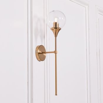 Arriba Wall Light Satin Gold and Glass Ball