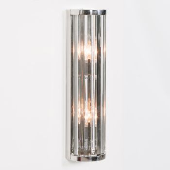 Deco Chrome and Glass Grey 55cm Wall Light