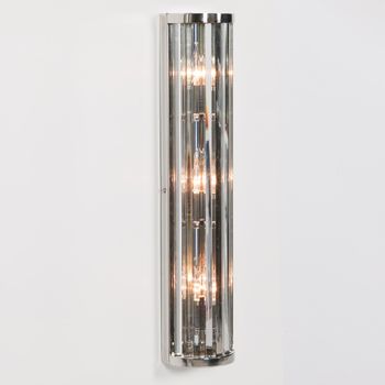 Deco Chrome and Glass Grey 71cm Wall Light