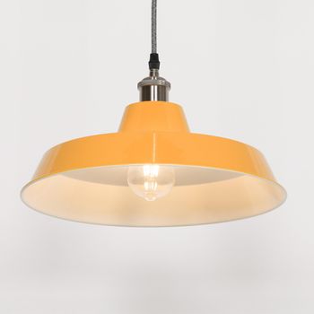 Factory Style Mustard Yellow Painted Metal 36cm Pendant Light