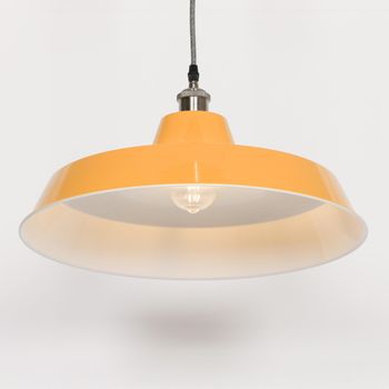 Factory Style Mustard Yellow Painted Metal 46cm Pendant Light