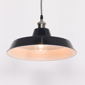 Factory Style Royal Blue Painted Metal 36cm Pendant Light