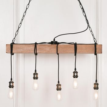 Ceiling Light Industrial Style Wooden Brown
