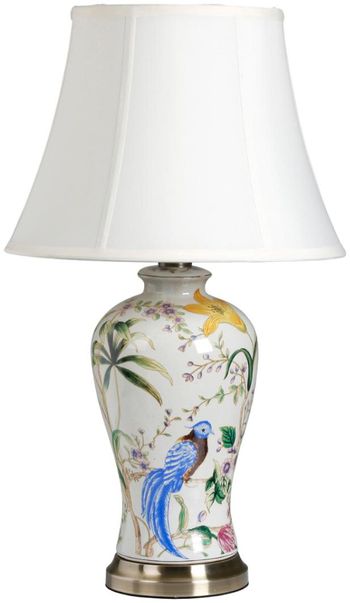 Ava White Ceramic and Brass Lamp