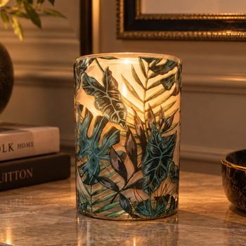 Set of 6 Secret Forest White and Green Large Leaves Candle Holder