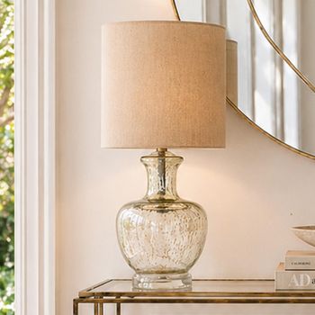 Tami Glass Silver Tones Table Lamp - Set of 2