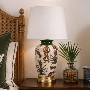 Umna White and Brown Off Ceramic Lamp