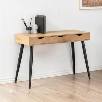 Neptun Oak and Black 3 Drawer Office Desk