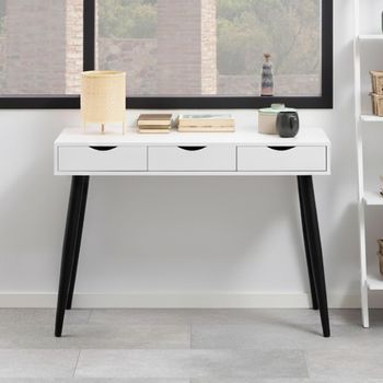 Neptun White and Black 3 Drawer Office Desk