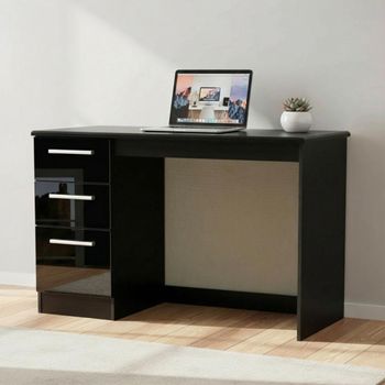 Knightsbridge Black Gloss 3 Drawer Desk