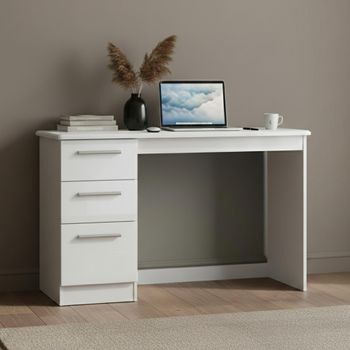 Knightsbridge White Gloss 3 Drawer Desk