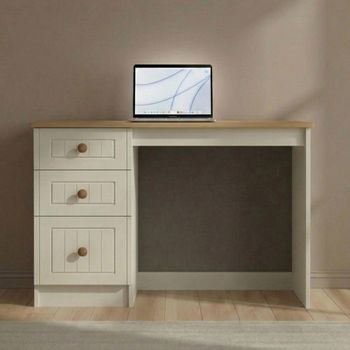 Warwick Cream and Oak 3 Drawer Desk