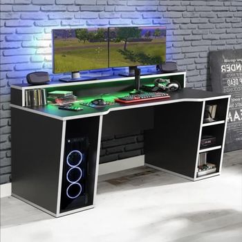 Tezaur Gaming Black LED Light Desk