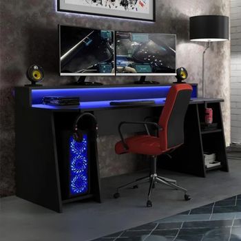 Tezaur Gaming Black and Blue LED Light Desk