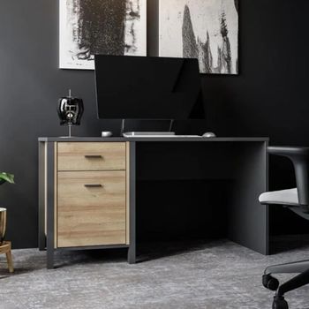 High Rock Oak 1 Door 1 Drawer Desk