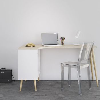 Oslo White and Oak 2 Drawer Desk