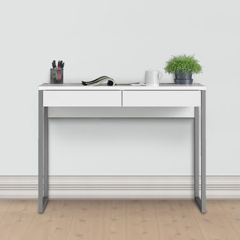 Function Plus White Gloss 2 Drawer Desk