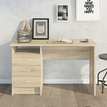 Function Plus Oak 3 Drawer Single Desk