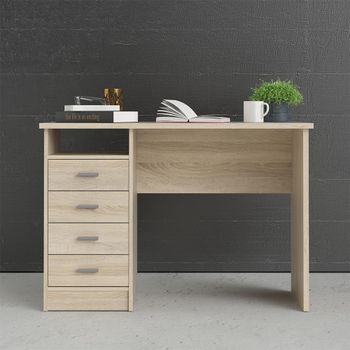 Function Plus Oak 4 Drawer Single Desk