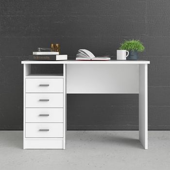 Function Plus White 4 Drawer Single Desk