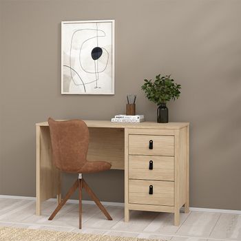 Barcelona Jackson Hickory Oak 3 Drawer Desk