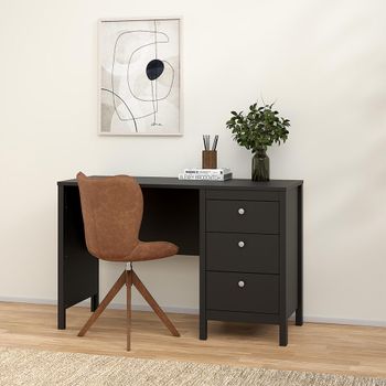 Madrid Black 3 Drawer Desk