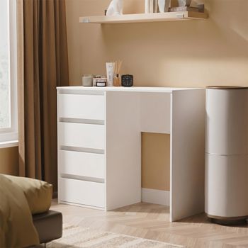 Leona White Matt 4 Drawer Desk