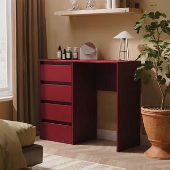 Leona Red Matt 4 Drawer Desk