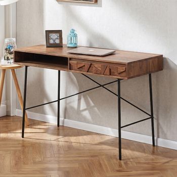 Axis Acacia Wood 1 Drawer Geometric Writing Desk