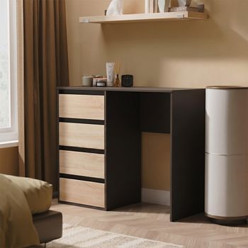 Leona Bardolino Oak and Graphite 4 Drawer Desk