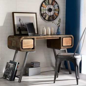 Aspen Reclaimed Wood 2 Drawer Industrial Writing Desk