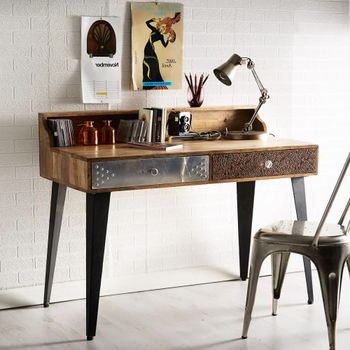 Sorio Reclaimed Wood 2 Drawer Desk