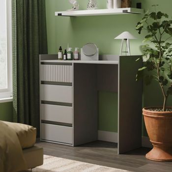 Osaka Dusk Grey Fluted 4 Drawer Desk